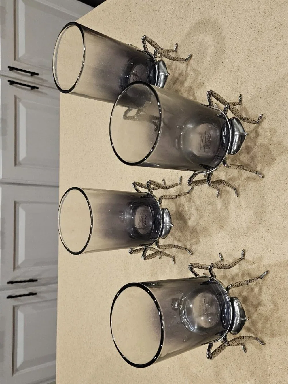 4 HALLOWEEN METAL SCARY SPIDER RED EYES WATER BAR GLASS GOBLET CANDLE HOLDER
